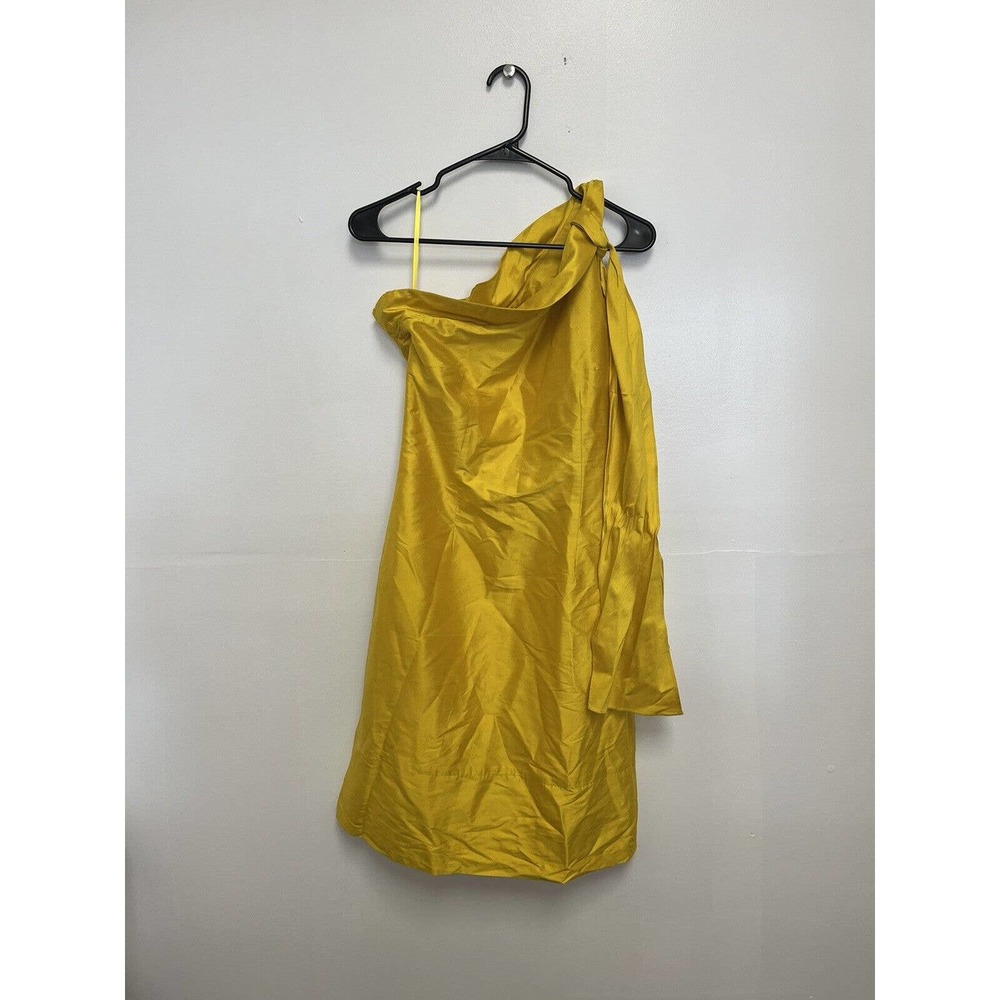 Sara Campbell Womens Yellow Silk One Shoulder Shift Dress Size 4